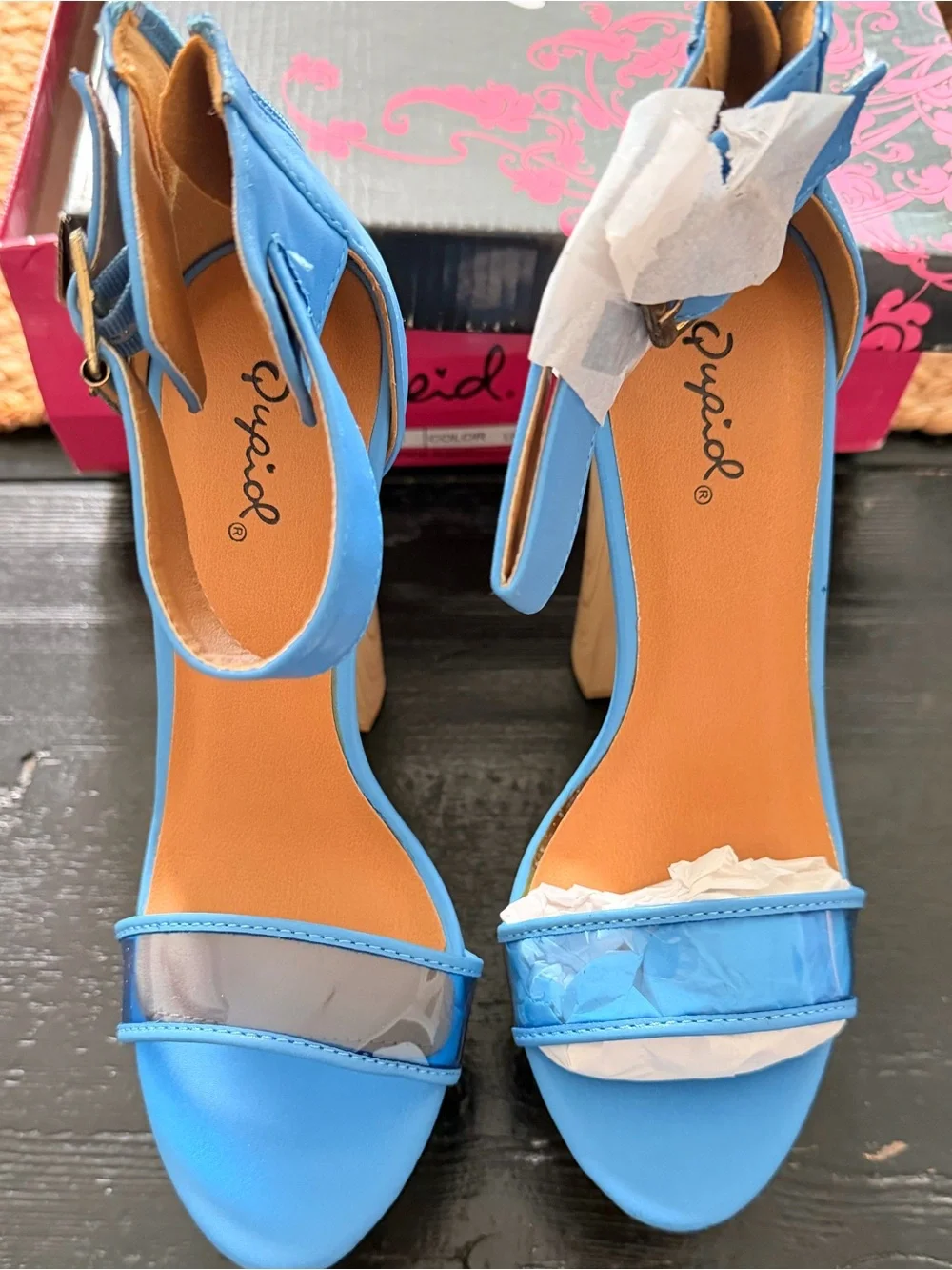 Blue Platform Ankle-Strap Women's Sandals